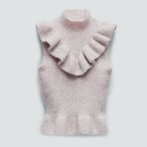 Ruffled Sleeveless Sweater